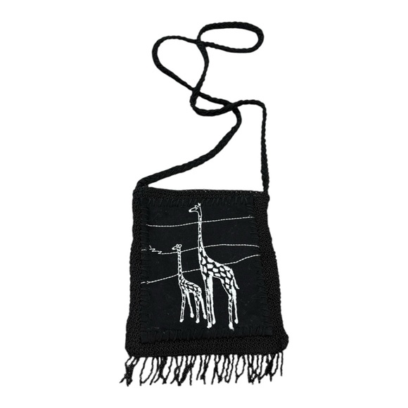Handbags - NWOT Black Crossbody Bag with Giraffe Design